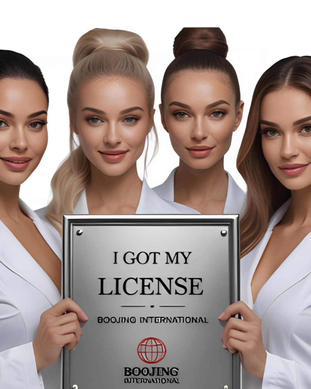 ladies holding plaque very happy