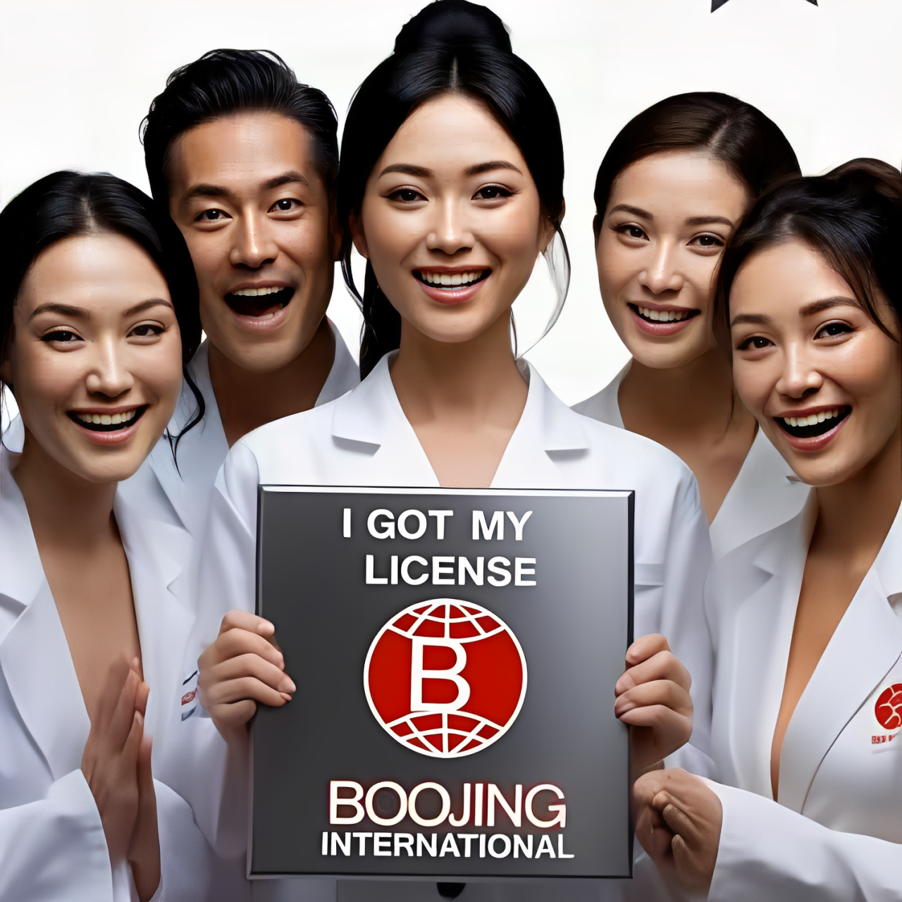 GROUP OF 5 PEOPLE HOLDING A PLAQUE THAT SAYS I GOT MY LICENSE