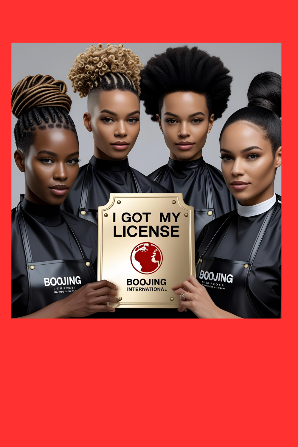 pic of students hold a plaque female barbers taking over